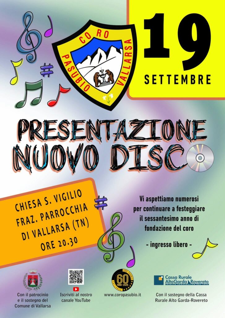 Sabato 19 settembre
ore 20.30
Chiesa di San Vigilio, Parrocchia