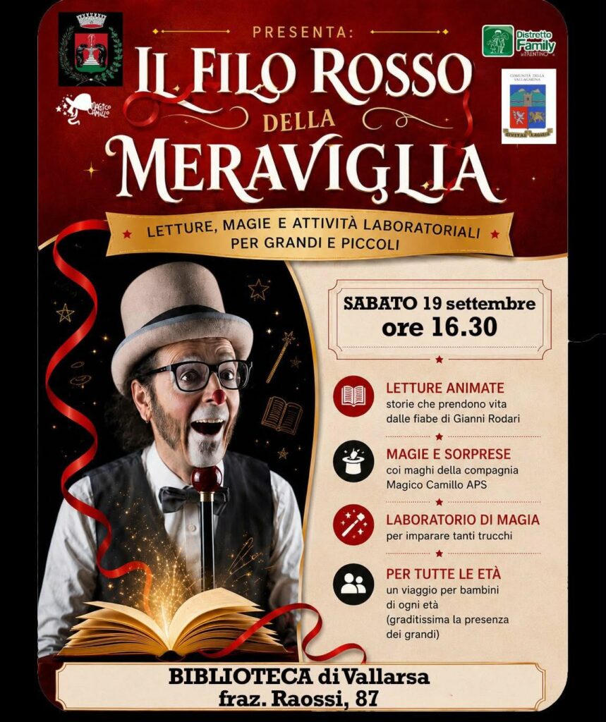 sabato 19 settembre
ore 16.30
Biblioteca, Raossi