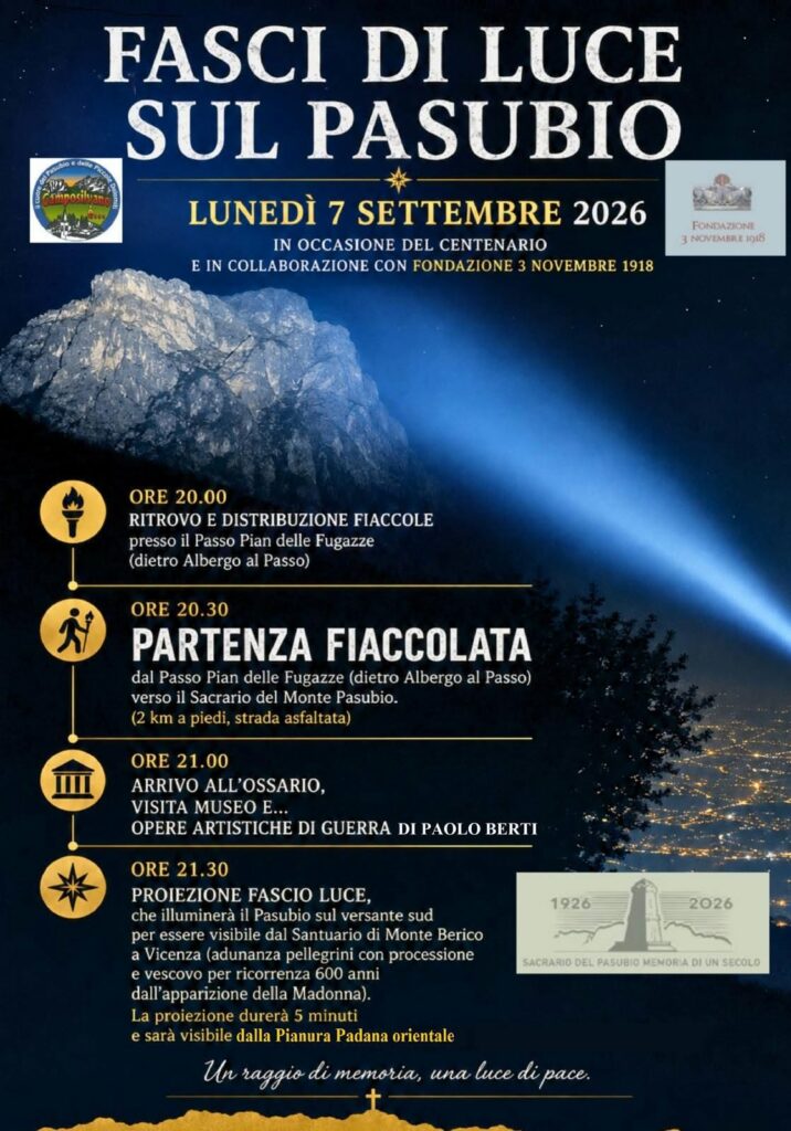 lunedì 7 settembre
ore 20.00
Passo Pian delle Fugazze